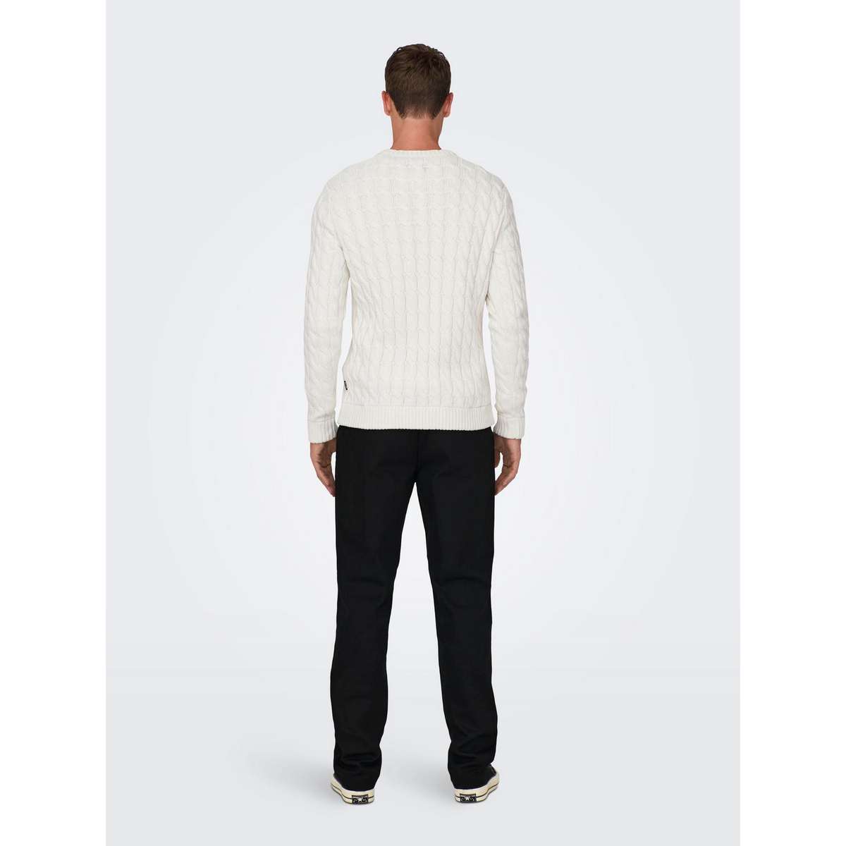 ONLY & SONS MEN’S REGULAR FIT COTTON CREW NECK PULLOVER 22026504 ANTIQUE WHITE